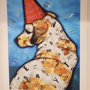 Print of dog and hat